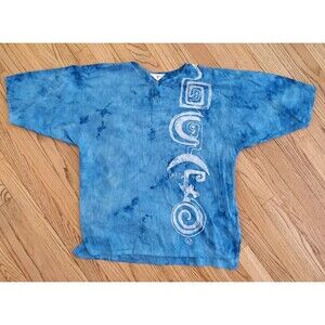 Art Fabrik Renada Women's Extra Large Tye Dye Blue Asian Lightweight Retro Top
